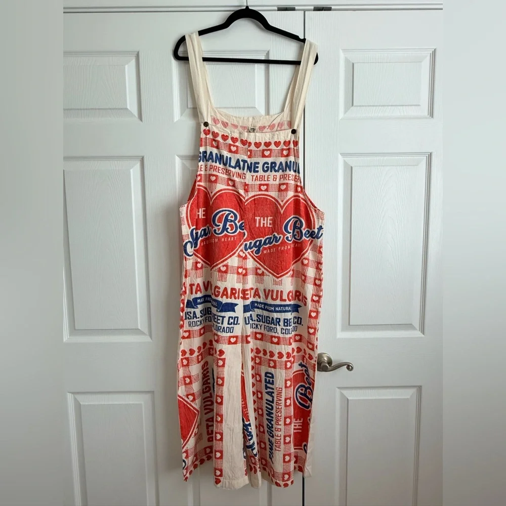 Vintage Style Sugar Beet Feed Sack Overall Dress – Boutique – One Size - Picture 4 of 13